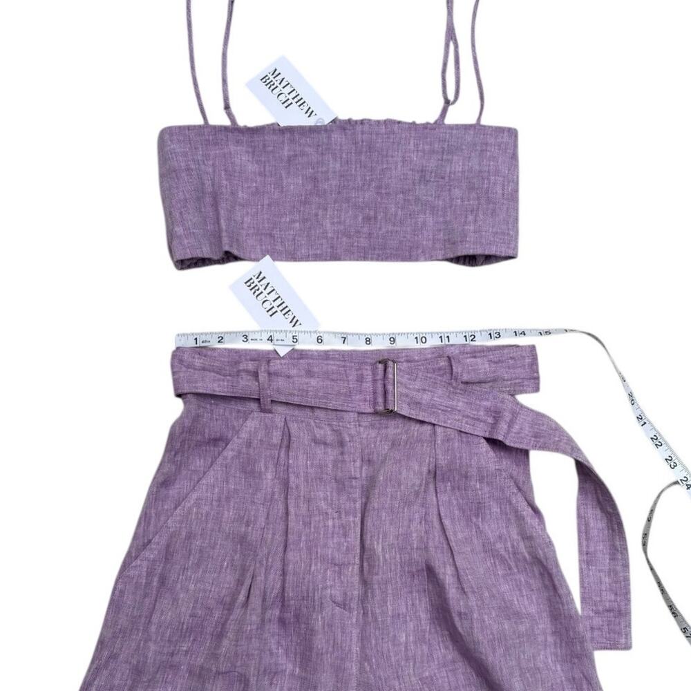 NWT Matthew Bruch Linen Wide Leg Pant and Structured Bandeau Crop Top - Picture 8 of 16
